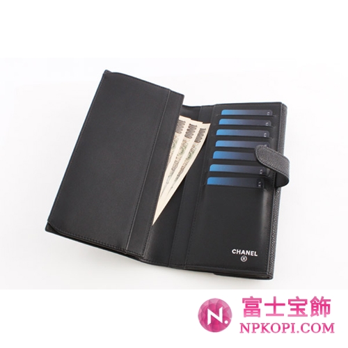 シャネル キャビアスキン 長財布 ブラック A48649